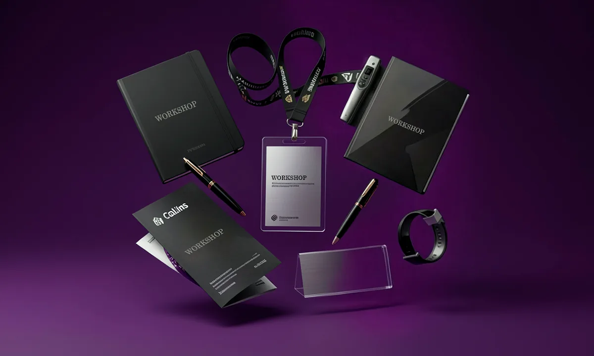 Kit de materiais de identidade visual para workshop